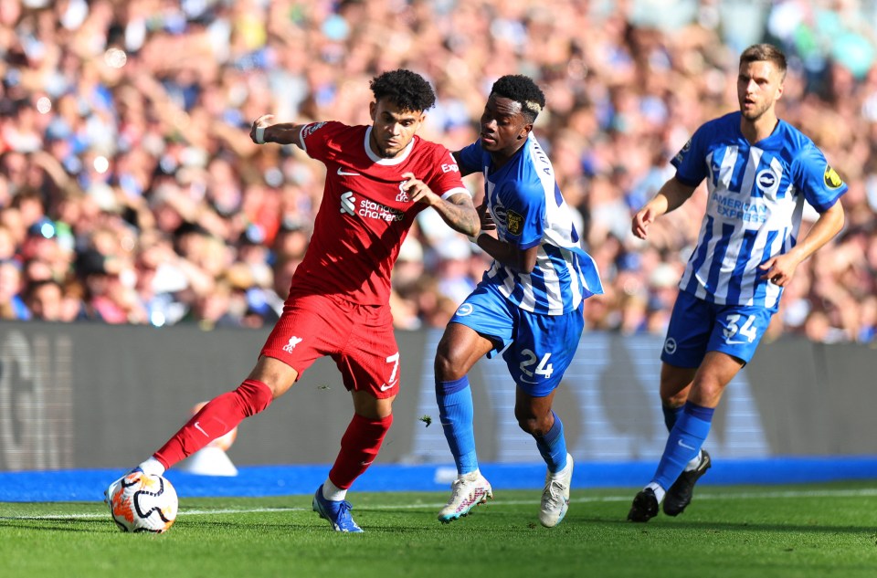 Luis Diaz, left, will play no part in Liverpool's clash with Nottingham Forest on Sunday