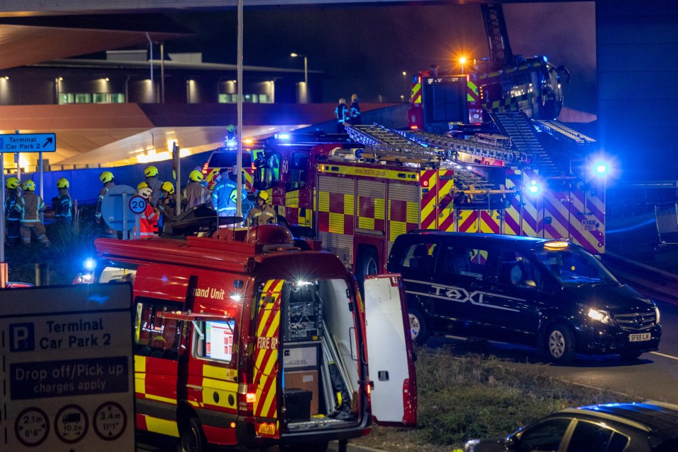 Luton has restricted access to the airport as emergency services fight to put out the blaze