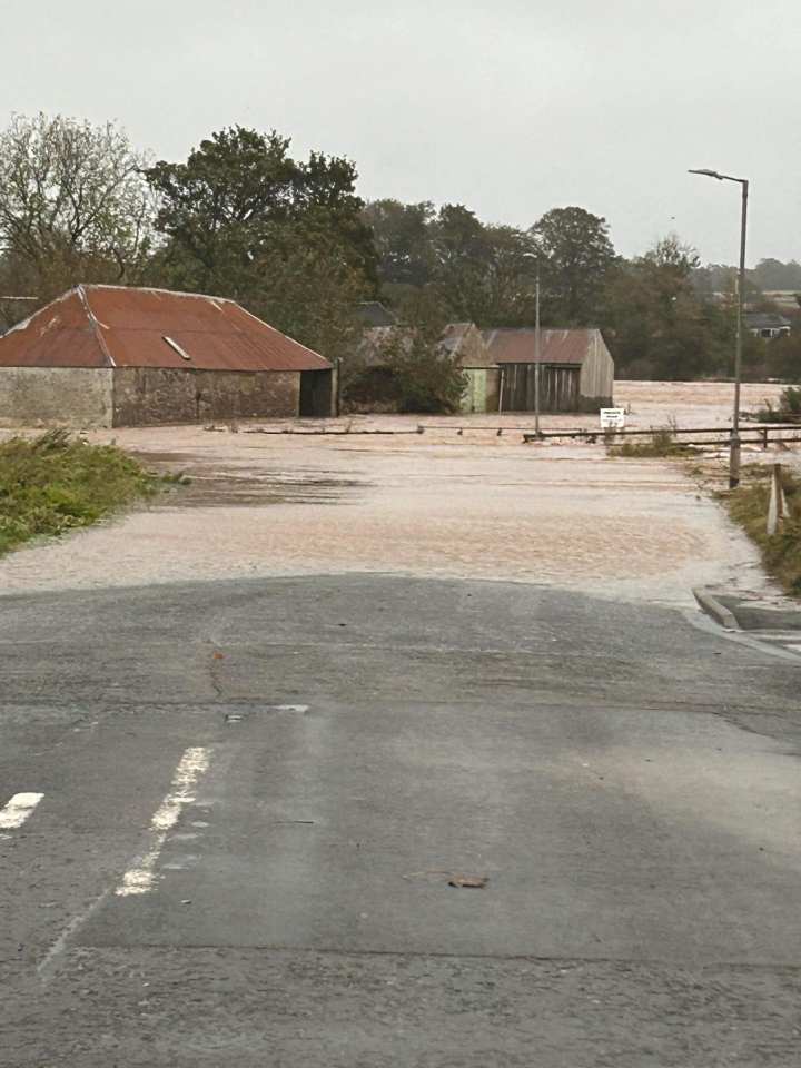 Flooded roads and fields around Marykirk, Aberdeenshire