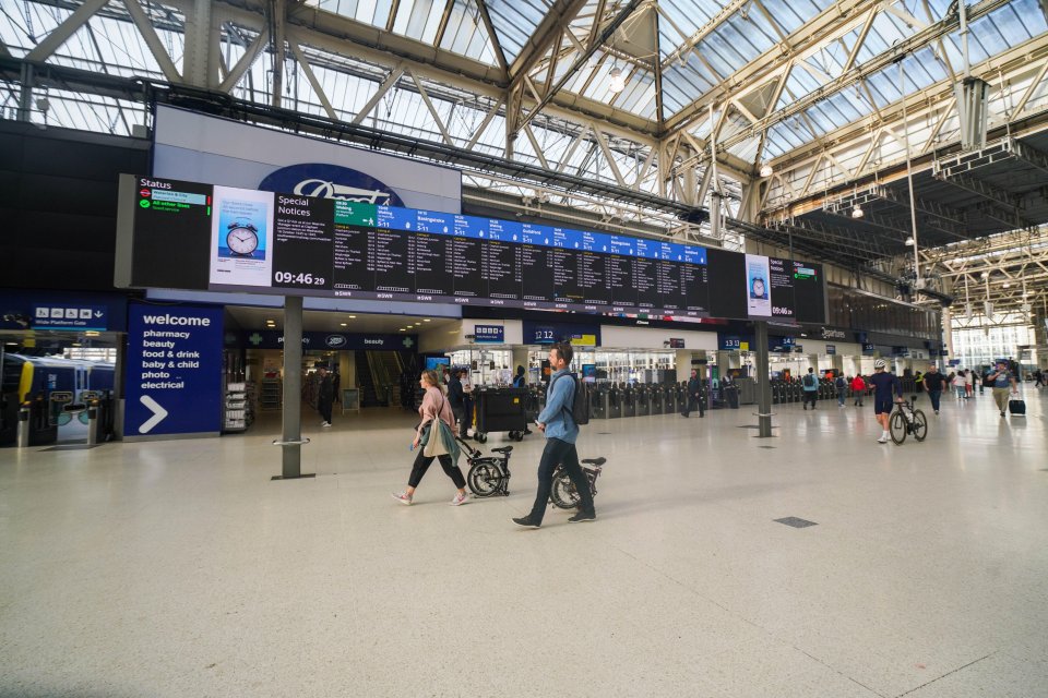 A quiet Waterloo station as rail passengers are facing disruption.