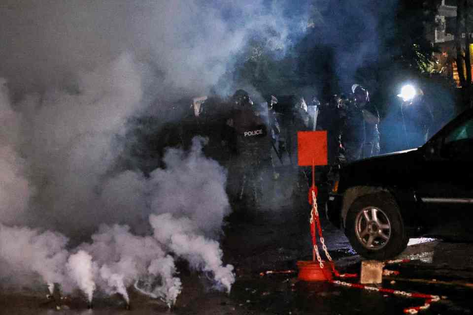 Protesters threw rocks and Molotov cocktails during the demonstration