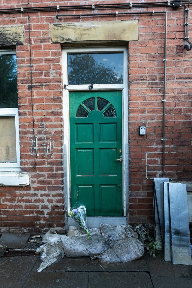 Sandbags were left in front of Maureen's door to prevent flooding