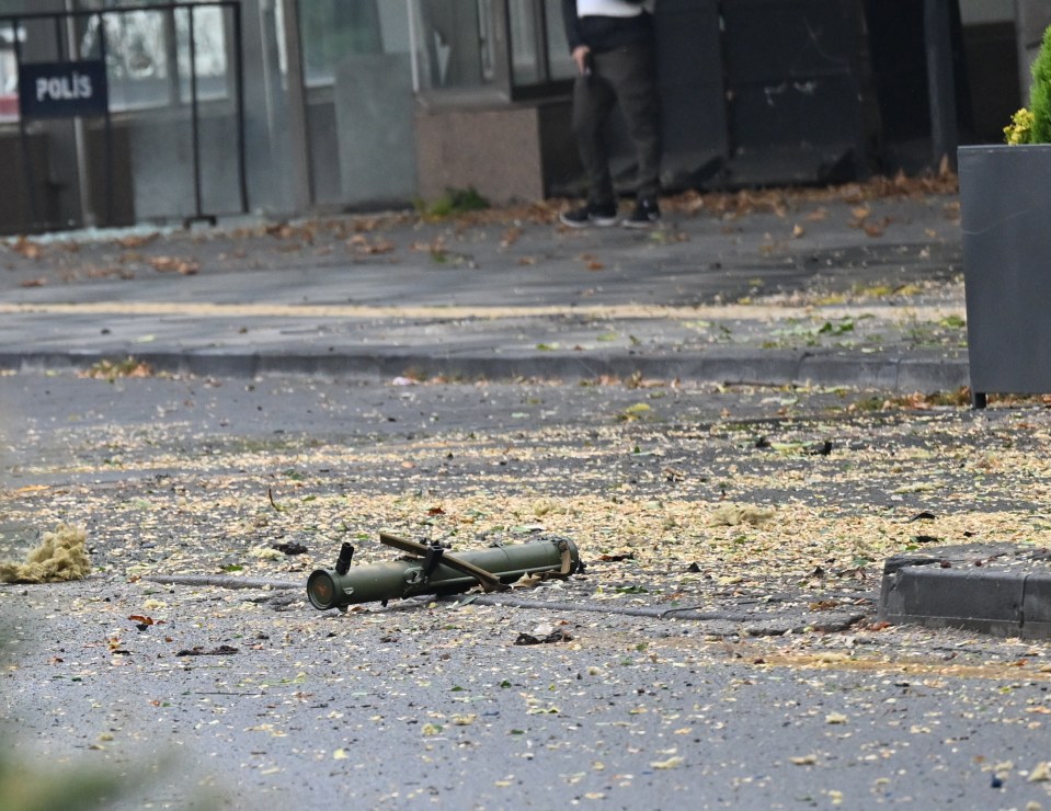 A discarded rocket launcher on the ground in Ankara