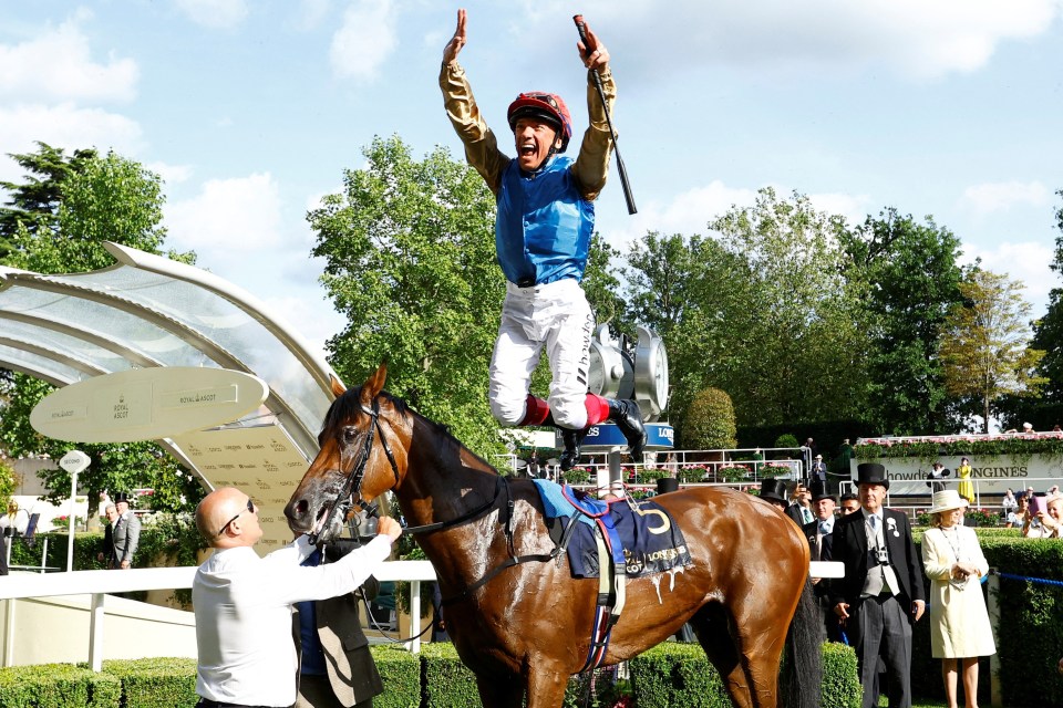 Dettori's flying dismount has become one of the most famous sights in racing