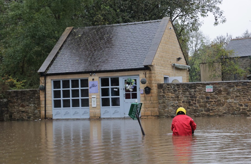 Lanchester village in County Durham has been battling intense flooding this morning