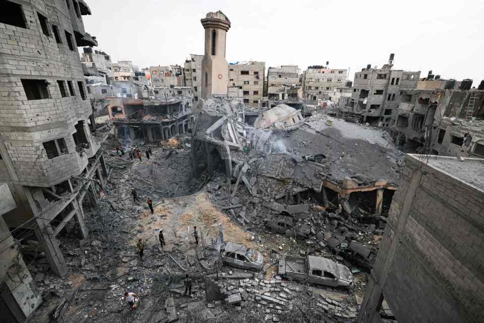 A mosque destroyed by Israeli airstrikes in Gaza City