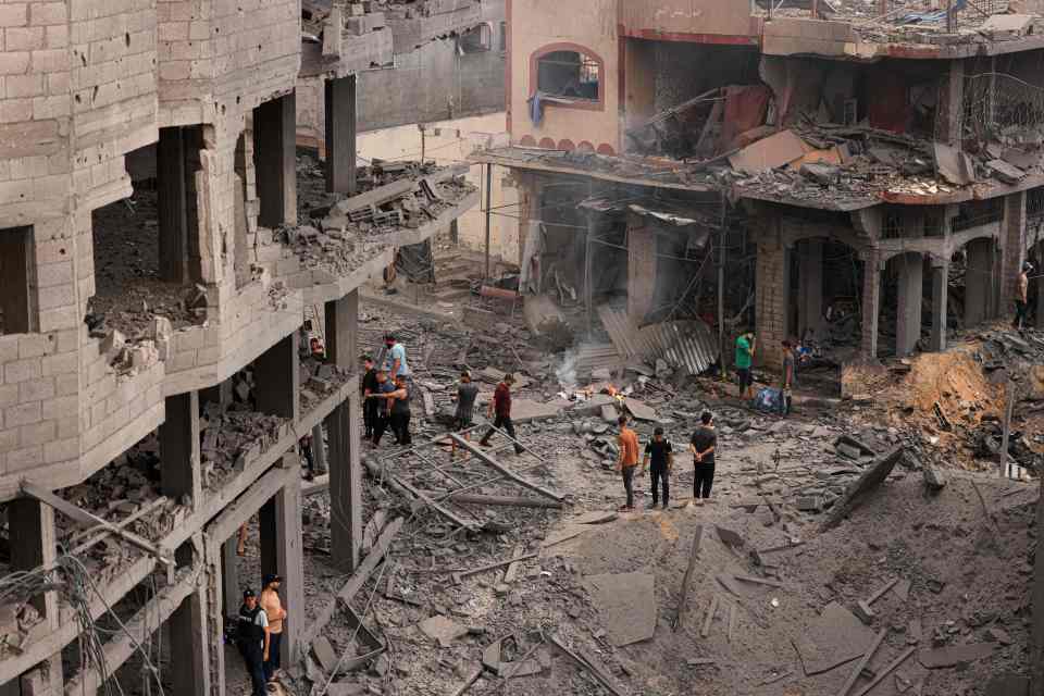 A neighbourhood heavily damaged by Israeli airstrikes on Gaza’s Shati refugee camp