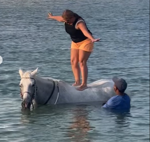 Sue Radford saw herself shamed after sharing a picture of herself on a horse’s back during a trip to Dubai