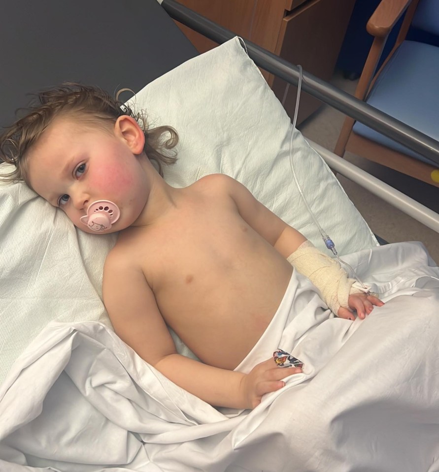 Doctors sent her home with antibiotics, but mum Claire Tudor rushed her back to A&E when she started crying in pain two days later