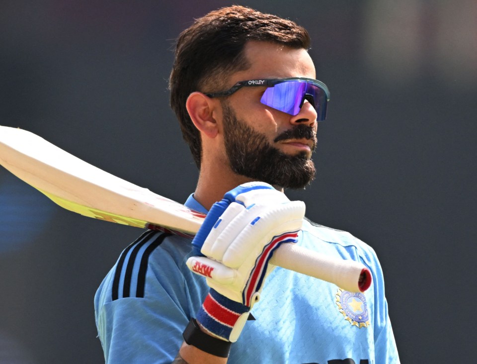 Kohli practicing on the pitch prior to the warm-up match between India and England which was abandoned due to heavy showers