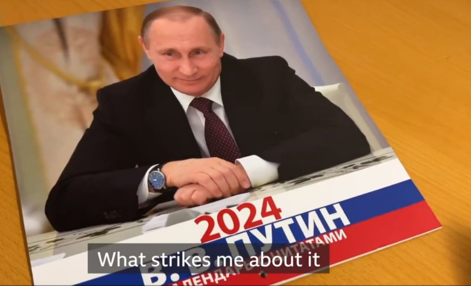 A pro-Kremlin paper released the calendar for 2024 which included 12 pictures of the Russian president