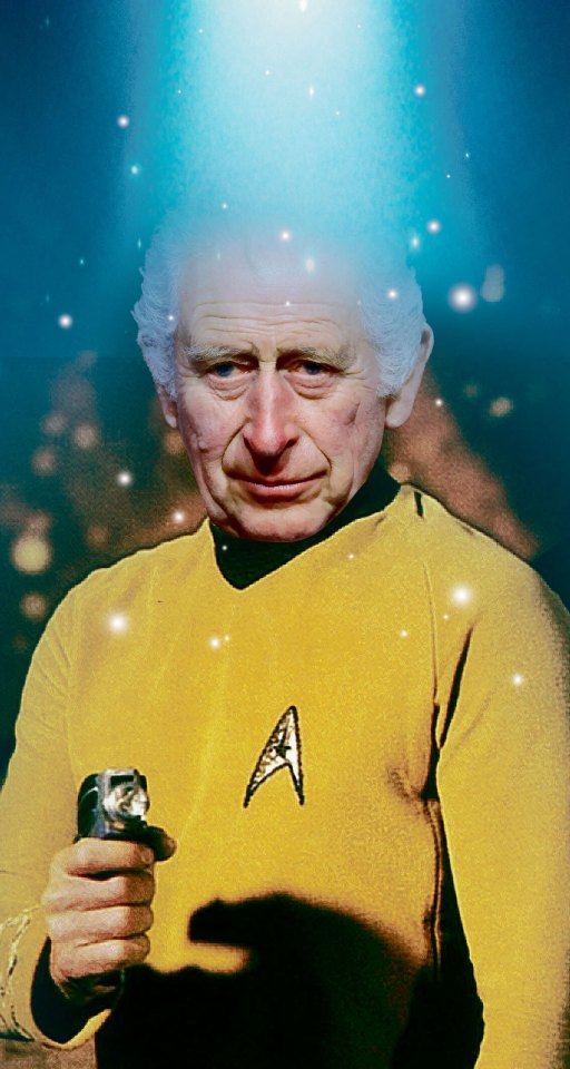 Beam One up... How Star Trek fan King Charles might look if he were on the USS Enterprise