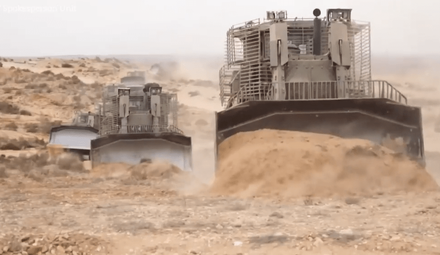 The 62-tonne monster bulldozer is almost impenetrable to guns and explosives