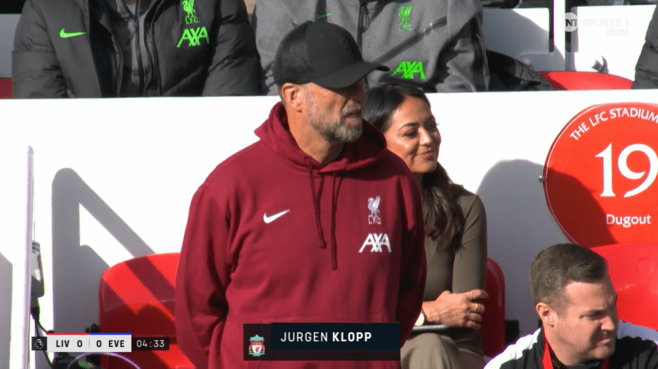 Jules Breach was spotted on Liverpool's bench during the Merseyside derby.