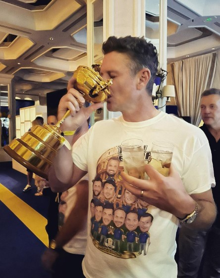 Justin Rose enjoyed a drink from the coveted chalice too