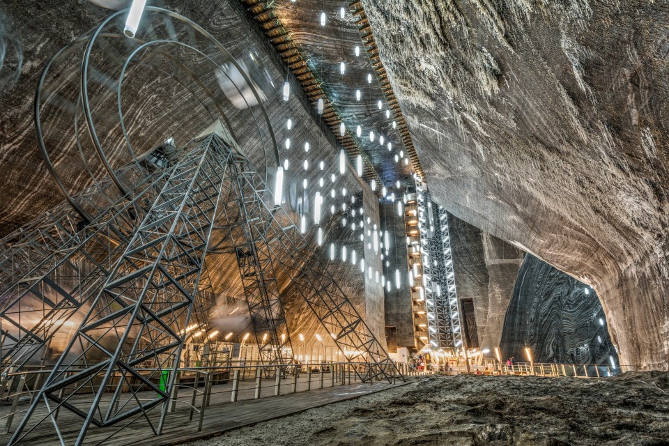 An underground salt mine is home to a theme park - complete with rides and a Ferry Wheel