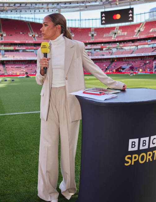 Scott was on presenting duties for Arsenal's win over Aston Villa