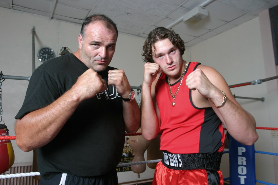 John Fury with son Tyson in the boxing ring