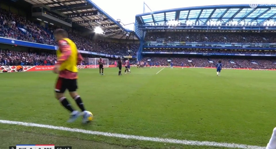 Neal Maupay kicked the ball away while warming up