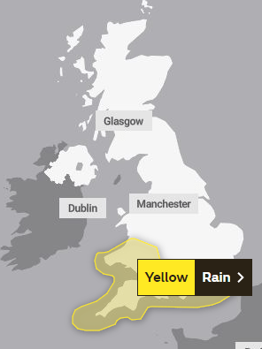 Another alert covering Wales and the south coast of England on Wednesday