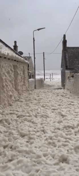 A town in Scotland has been 'buried in seam foam'