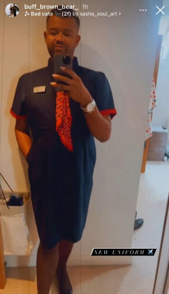 British Airways' self-styled 'Pride Hero' Bradley Gibbons, who is non-binary, posted a snap at work in the new dress