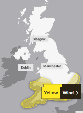 Two warnings for wind and rain covering Wales and the south of England for Thursday