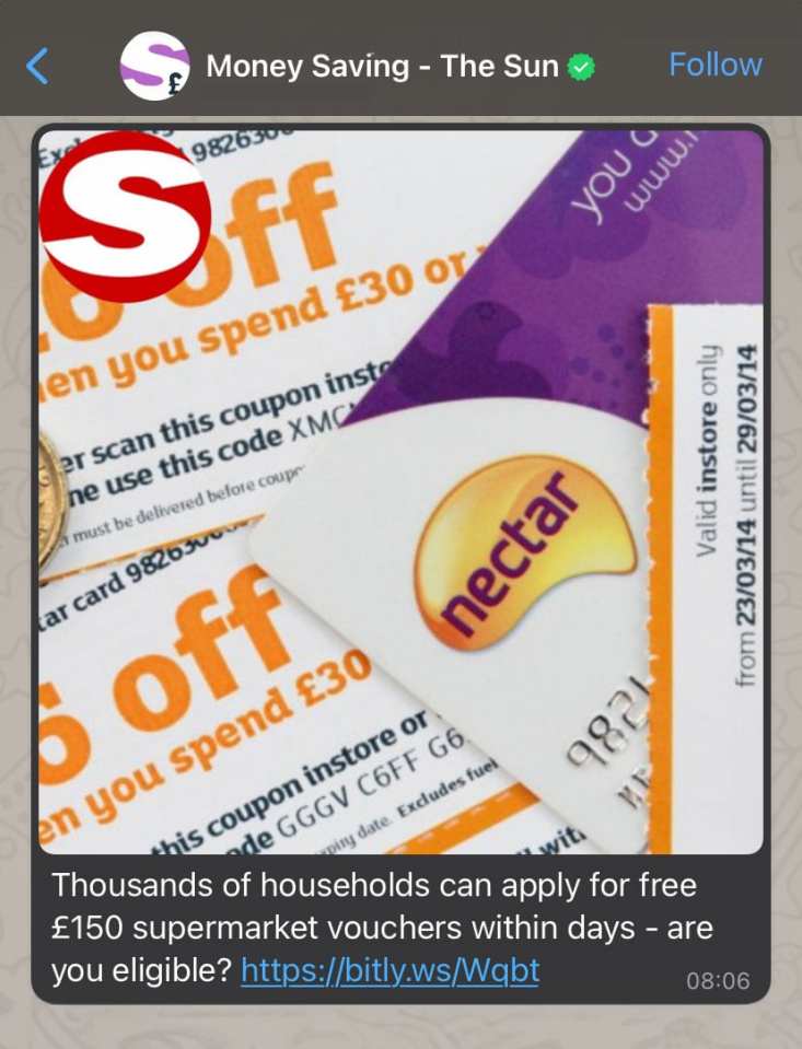 The Sun has launched a WhatsApp Channel to bring you all of the latest useful money saving tips