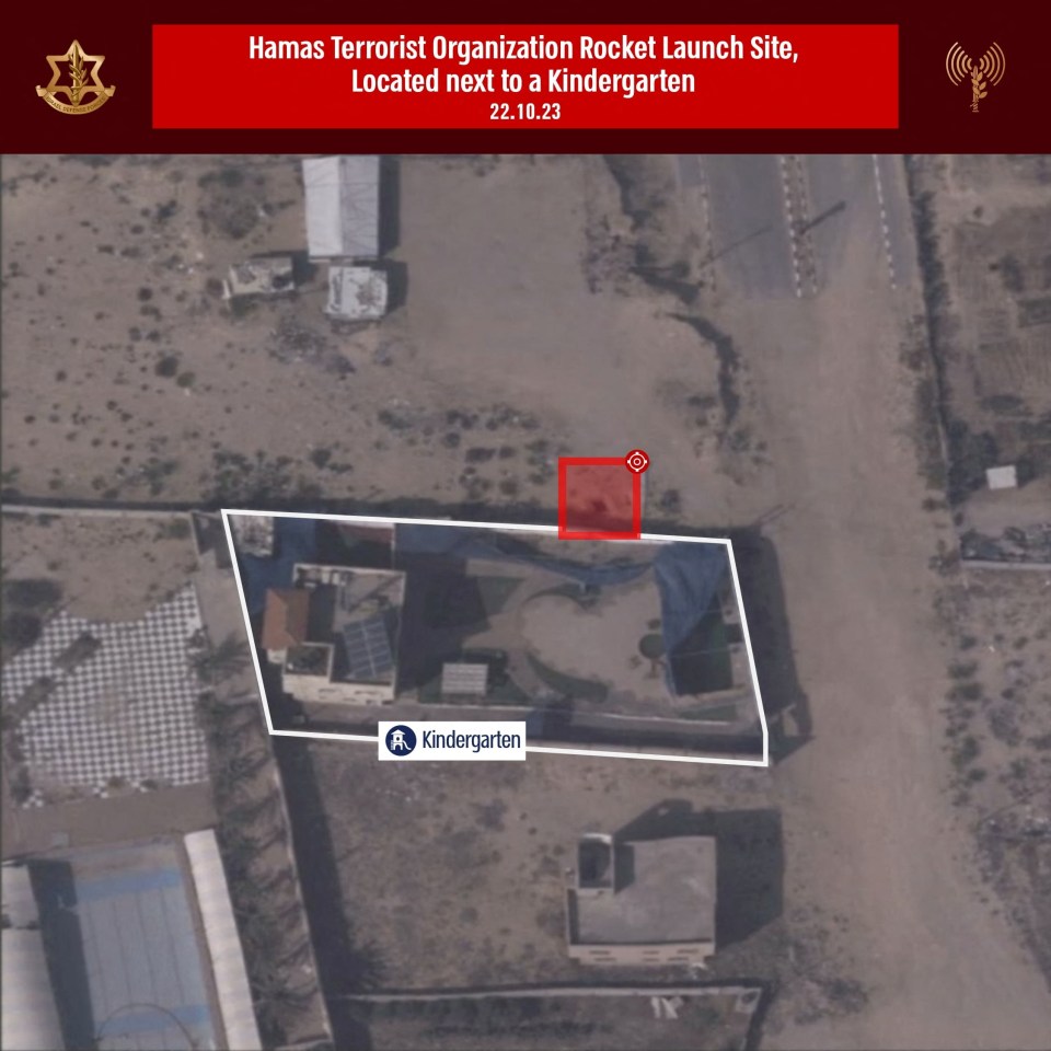 The terrifyingly close positioning of a rocket launcher reportedly next to a kindergarten