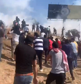 Protesters were teargassed in Jordan close to the border with Israel