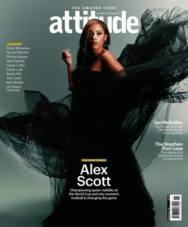 Alex Scott is on the front cover of Attitude magazine