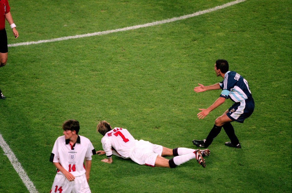 It came after Beckham was sent off in the 1998 World Cup