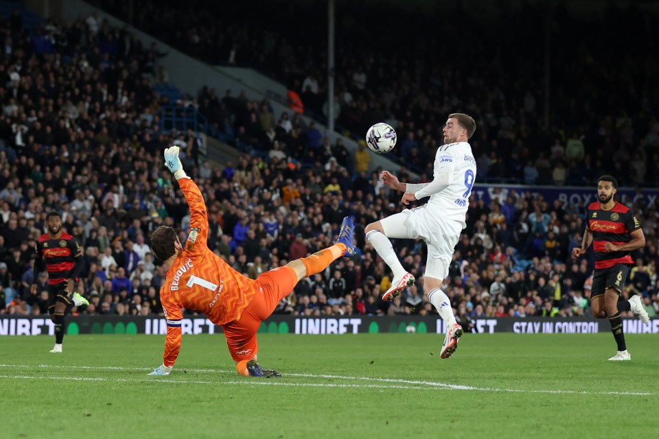 Asmir Begovic was sent off for his tackle on Bamford