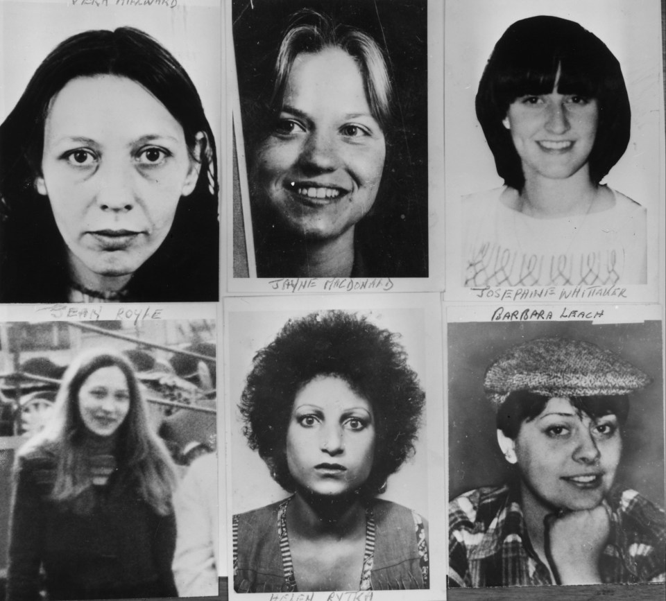 Six of the young women murdered by Peter Sutcliffe, known as the Yorkshire Ripper