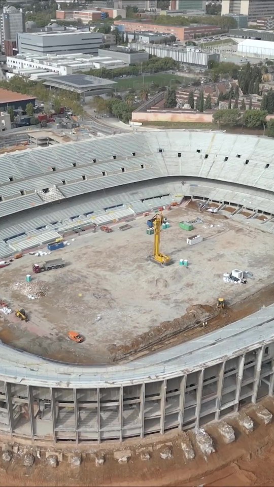 Barcelona’s Nou Camp stadium looks unrecognisable as it undergoes a £1billion revamp