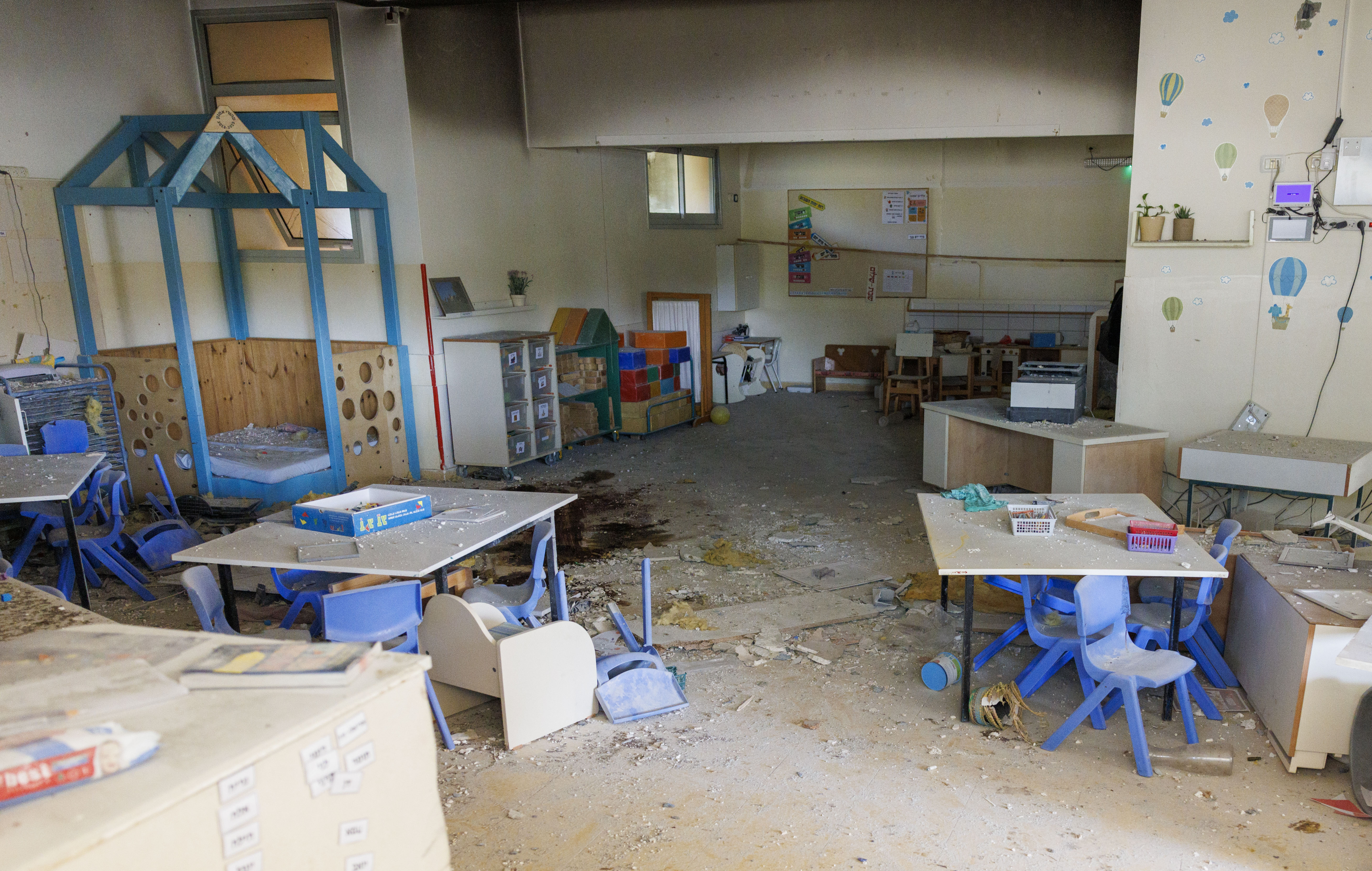 Harrowing pictures show a blood-stained nursery after a Hamas assault