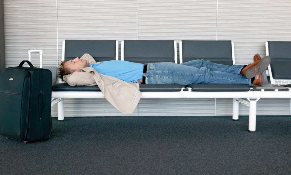 A sleep expert has revealed the best way to safely sleep at an airport if your flight has been cancelled