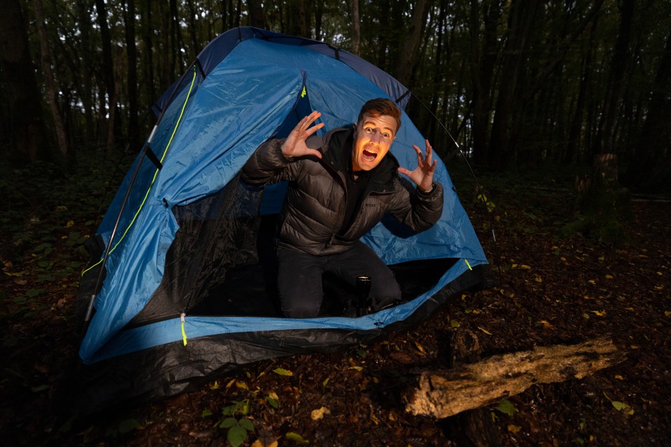 Sun man James Liveris camps out in Pluckley's notorious 'Screaming Woods'