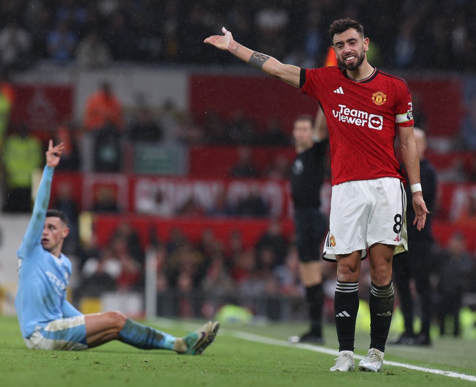 Bruno Fernandes showed his petulance after fouling Phil Foden