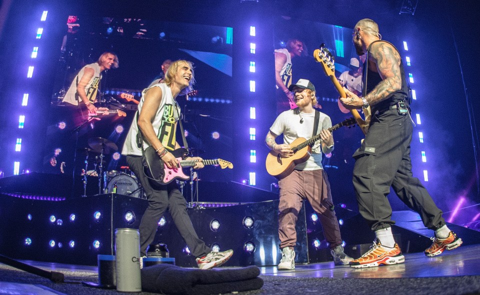 Busted surprised fans by brining Ed Sheeran on stage for a jam