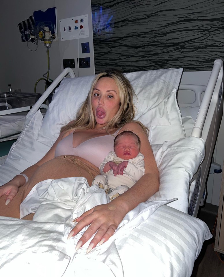 Charlotte after giving birth to their daughter Alba