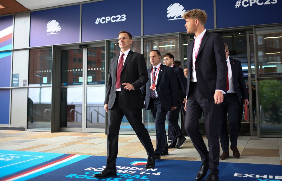 Jeremy Hunt at the Conservative Party Conference in Manchester, ahead of his major speech on the economy