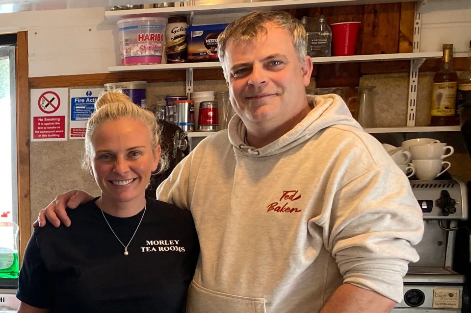 Simon and wife Emma Gleave at their cafe Morley's Tearooms