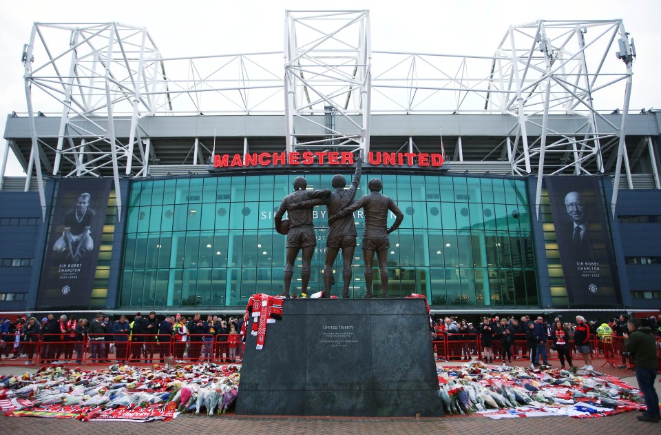 Outside Old Trafford became a sea of scarfs and flowers