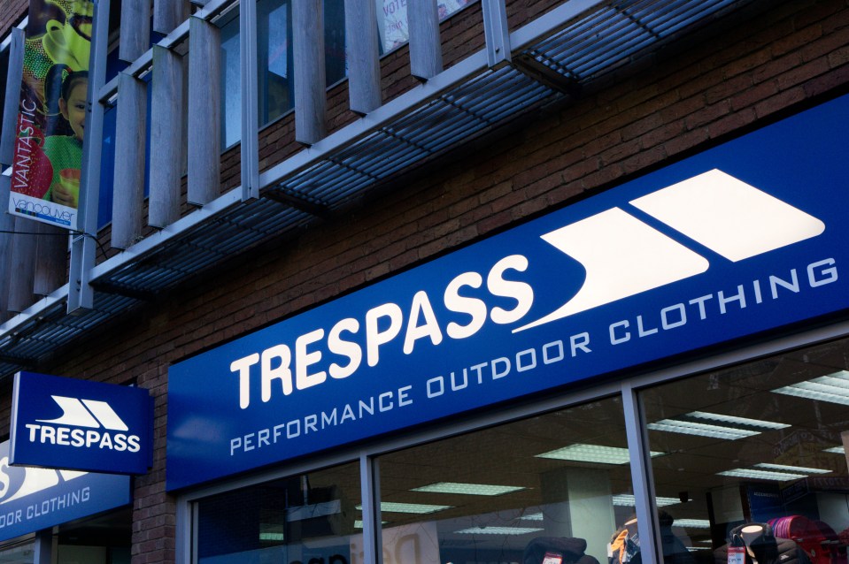 Trespass store sign.