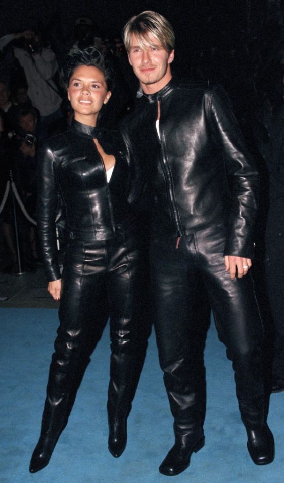 Victoria and David wore this Gucci leather look in 1999