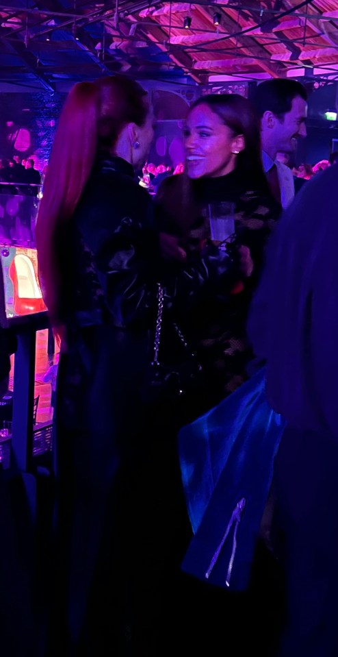 Alex Scott and Jess Glynne cuddling up together at the Attitude Awards afterparty, where they celebrated together until gone 1am