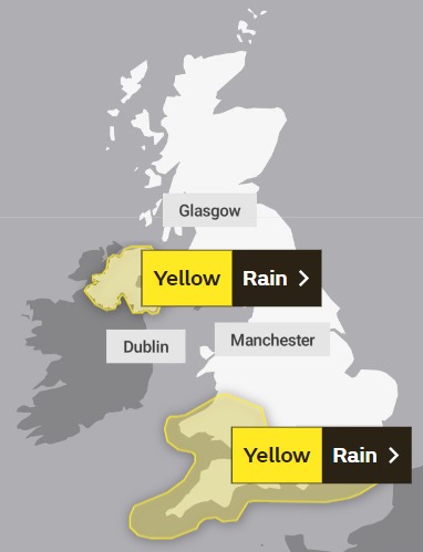 Weather warnings have been issued for rain across the country