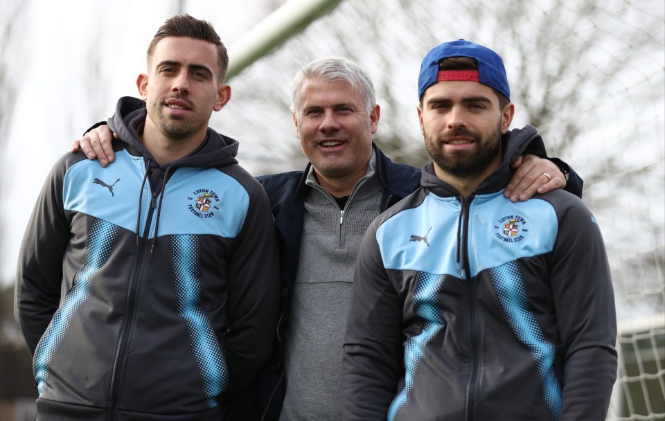 He played alongside brother Olly, left, at Luton Town