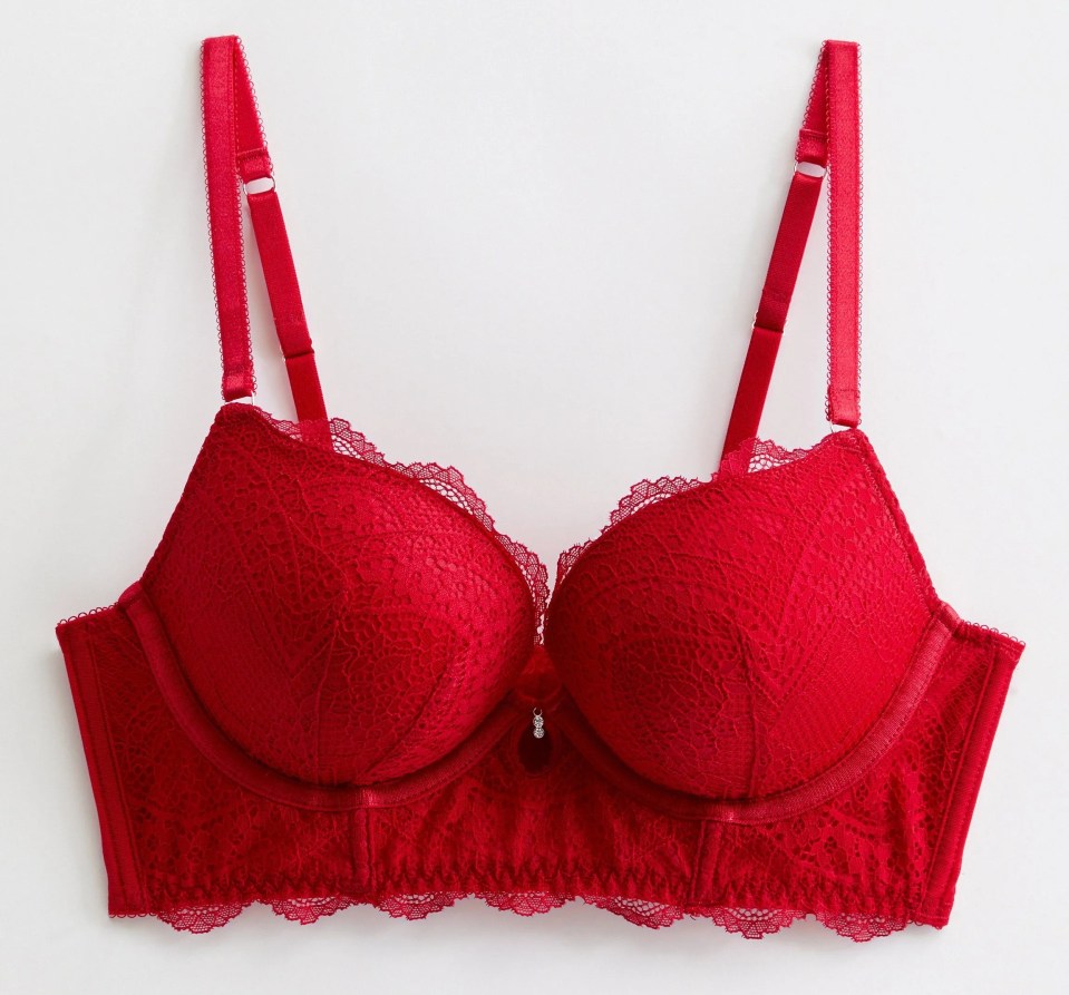 Treat yourself or a loved one to this red lace bra at a discount